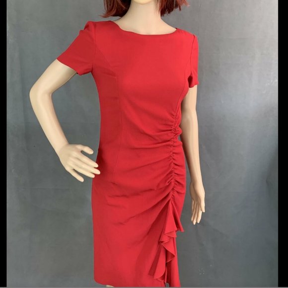 MOSCHINO RED  DRESS Ruched IT 42 (fits like a 6) - Picture 6 of 10
